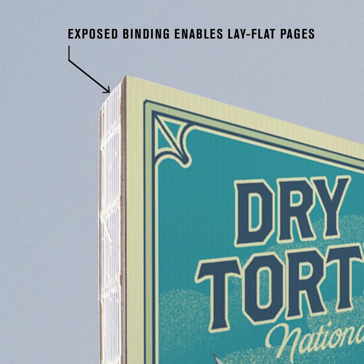 Lined 6x9 Journal, Dry Tortugas National Park, Florida, Lithograph National Park Series, Lay Flat, 193 Pages, FSC paper