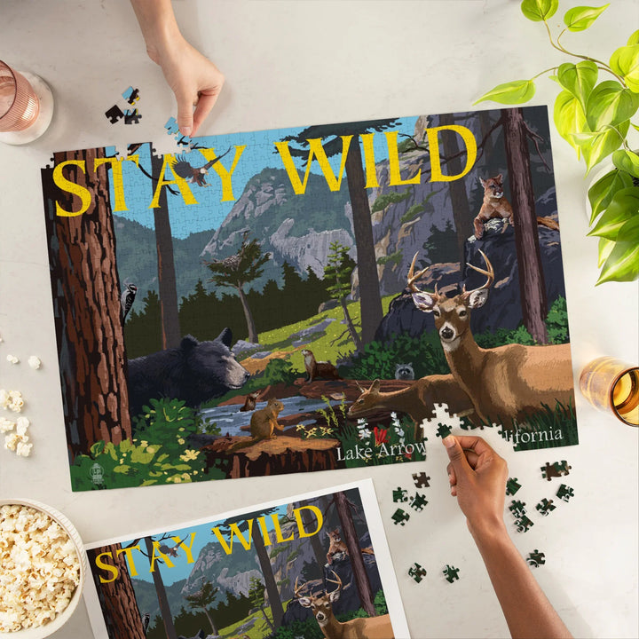 Lake Arrowhead, California, Stay Wild, National Park WPA Sentiment, 1000 Piece Jigsaw Puzzle