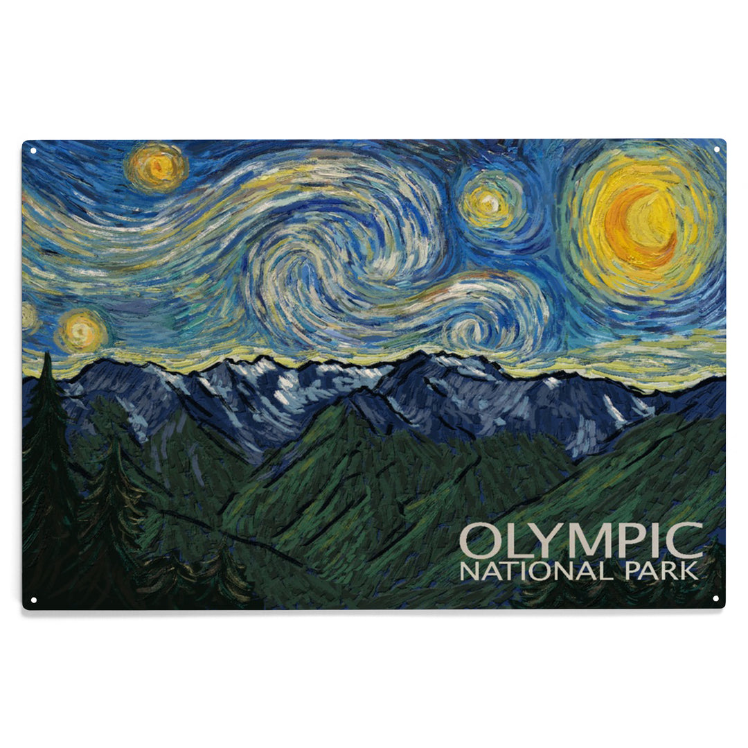 Olympic National Park, Washington, Starry Night, Wood Sign and Postcards