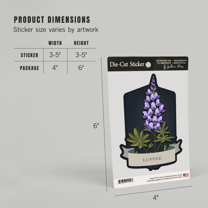 Vintage Flora Noir, Lupine, Vinyl Sticker