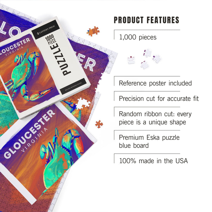 Gloucester, Virginia, Vivid Series, Blue Crab, 1000 Piece Jigsaw Puzzle