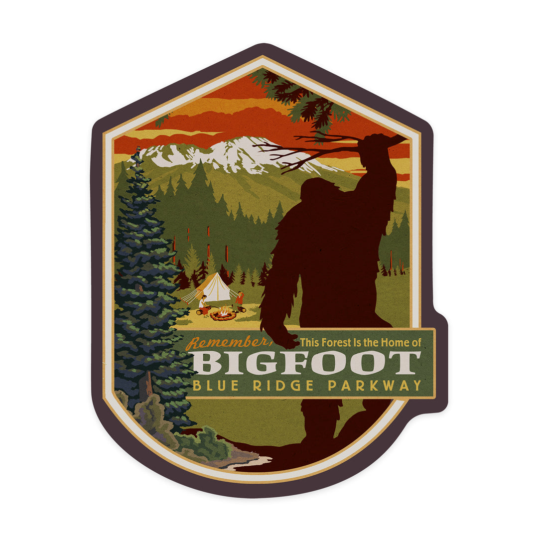 Blue Ridge Parkway, Home of Bigfoot, Contour, Vinyl Sticker