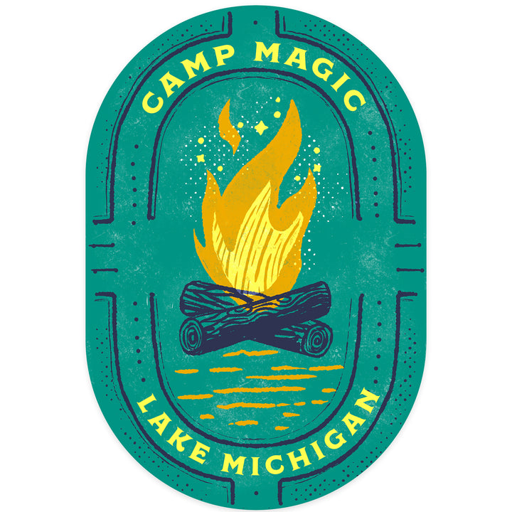Lake Michigan, Lake Life Series, Camp Magic, Contour, Vinyl Sticker