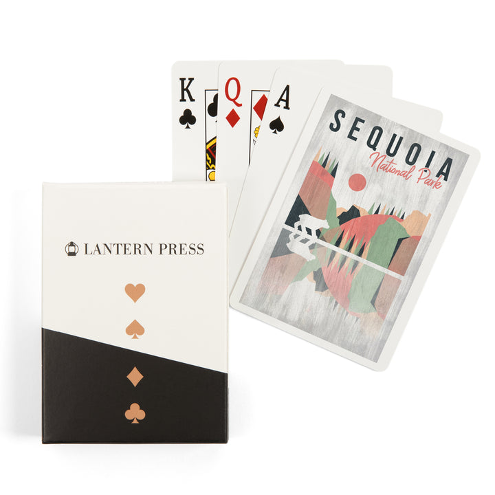 Playing Cards, Sequoia National Park, Bear, Geometric Opacity, 52 Card Deck with Jokers in Box, Unique Art