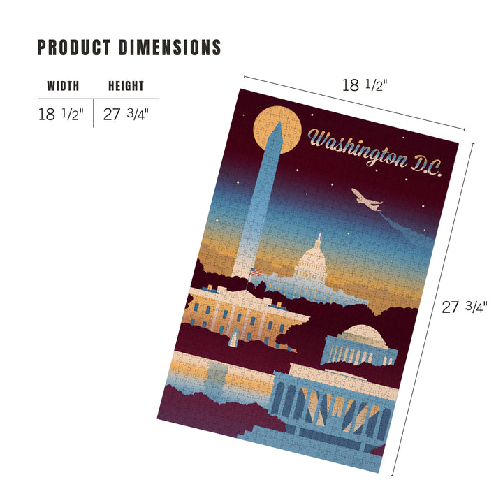 Washington DC, Retro Skyline Chromatic Series, Jigsaw Puzzle