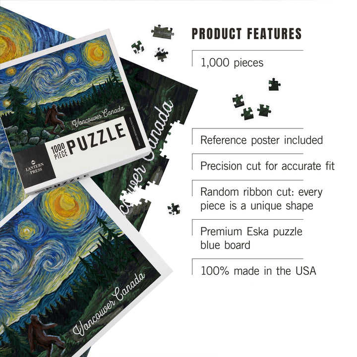 Vancouver, British Columbia, Van Gogh Starry Night, Bigfoot, Jigsaw Puzzle