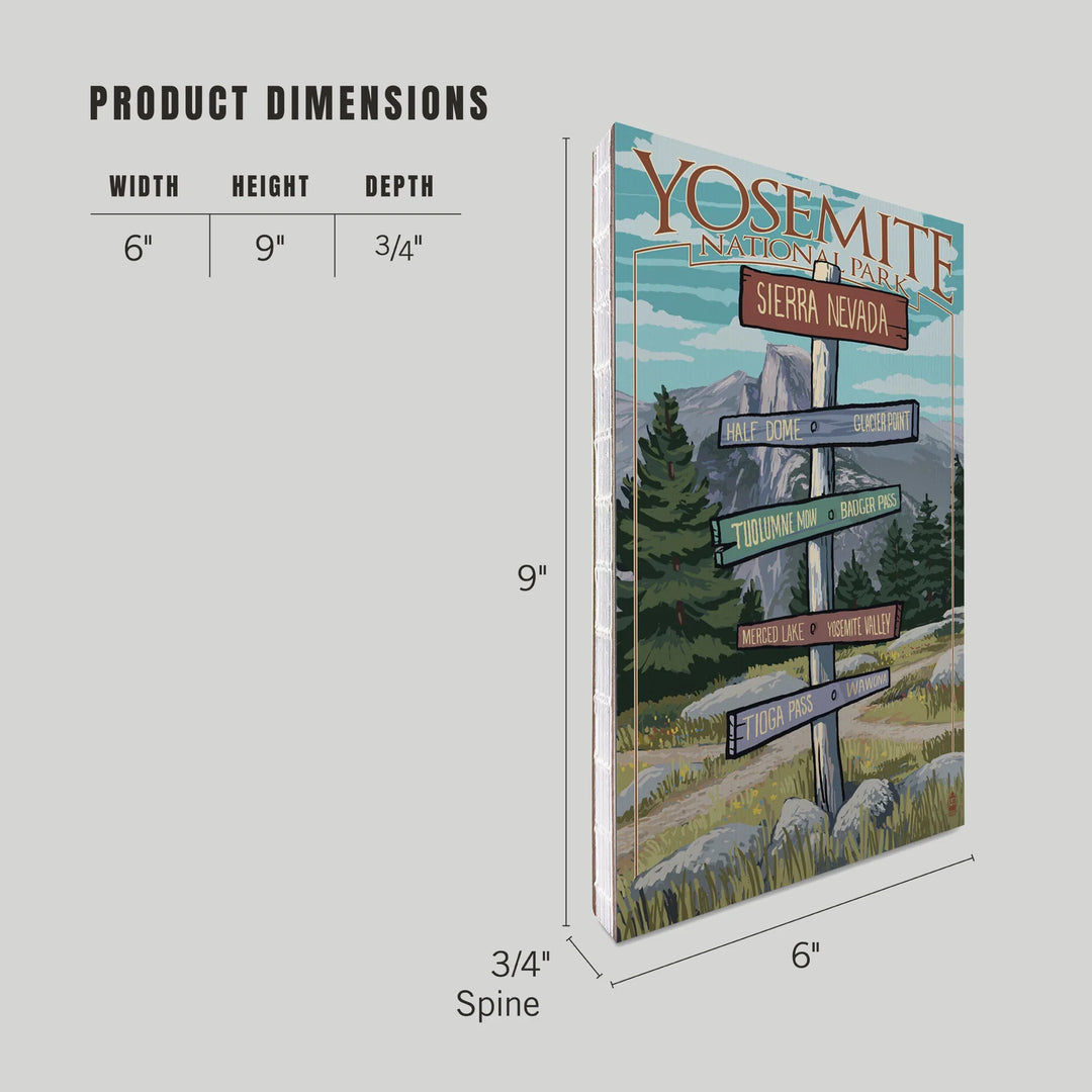 Lined 6x9 Journal, Yosemite National Park, California, Signpost, Lay Flat, 193 Pages, FSC paper