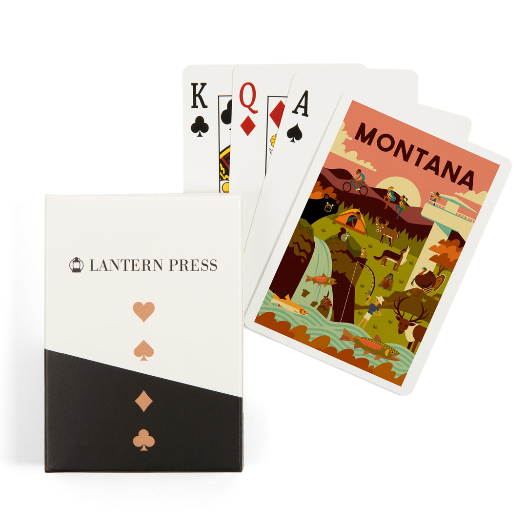 Playing Cards, Montana, Geometric National Park Series, 52 Card Deck with Jokers in Box, Unique Art