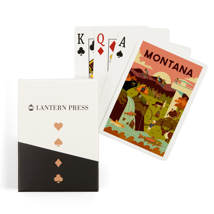 Playing Cards, Montana, Geometric National Park Series, 52 Card Deck with Jokers in Box, Unique Art