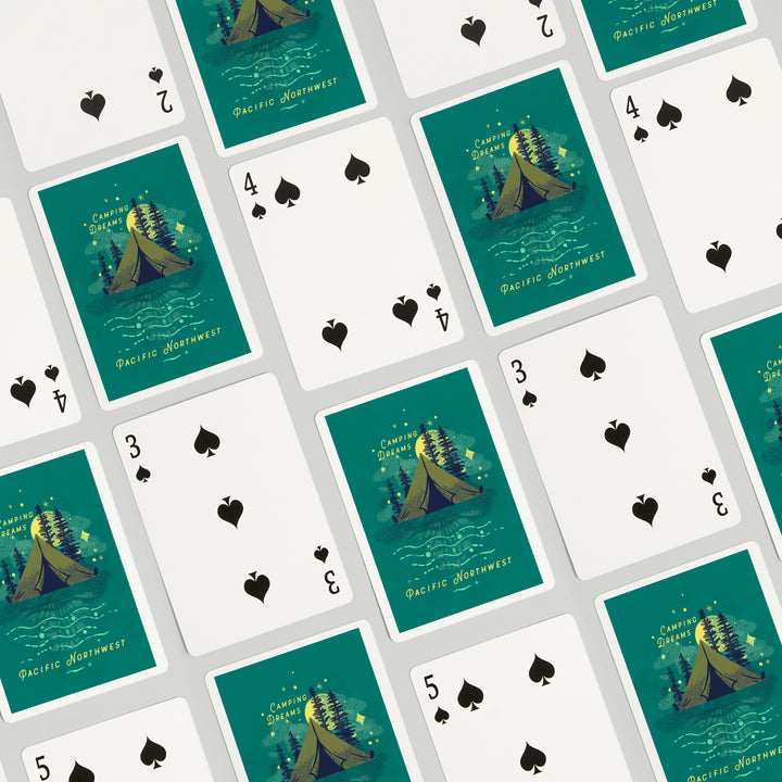 Playing Cards, Pacific Northwest, Lake Life Series, Camping Dreams, 52 Card Deck with Jokers in Box, Unique Art