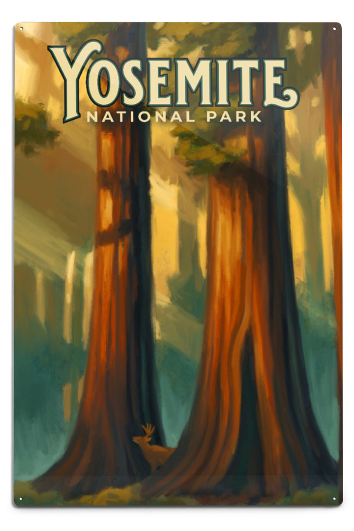 Yosemite National Park, California, Visit Mariposa Grove, Oil Paintings, Metal Signs