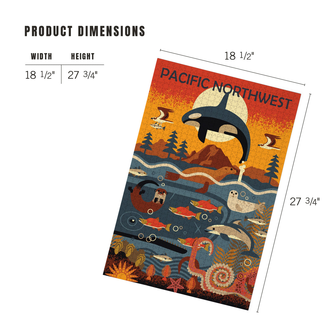 Pacific Northwest, Marine Animals, Geometric, Summer, Jigsaw Puzzle