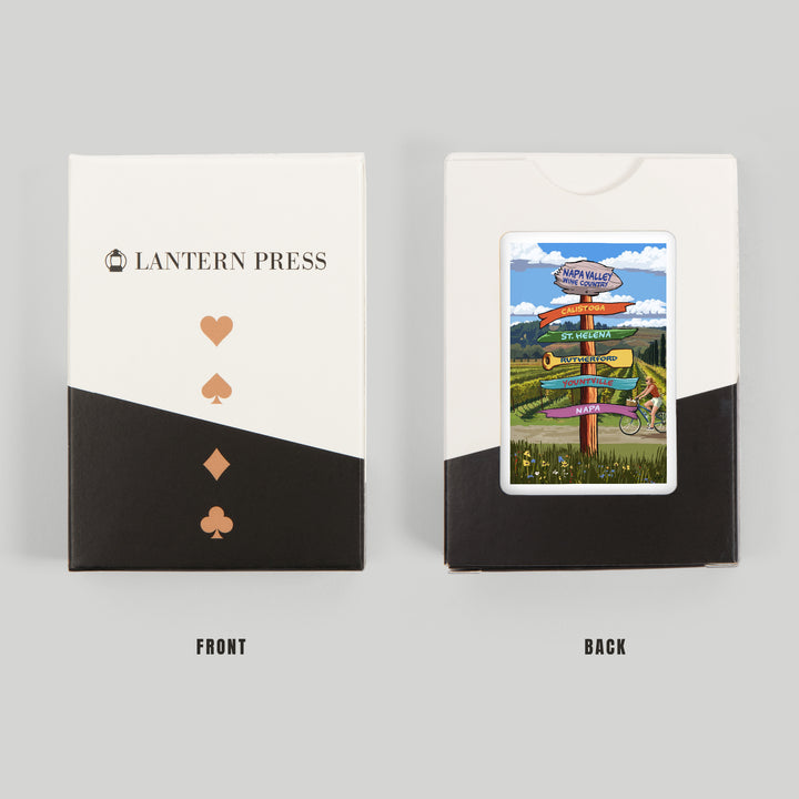 Playing Cards, Napa Valley Wine Country, California, Destination Sign, 52 Card Deck with Jokers in Box, Unique Art