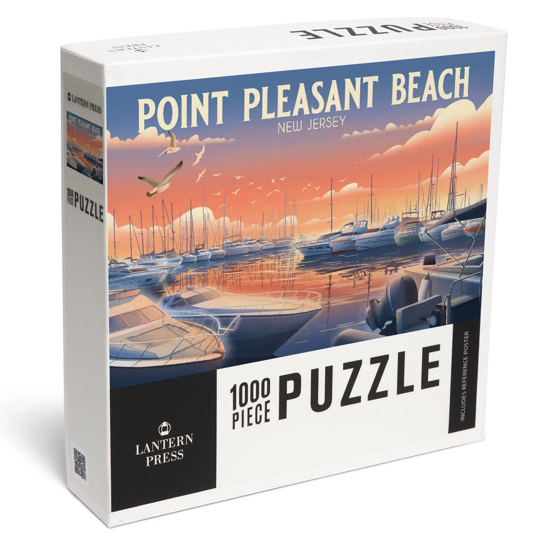 Point Pleasant Beach, New Jersey, Lithograph, Home Sweet Harbor, Boats in Marina, 1000 Piece Jigsaw Puzzle