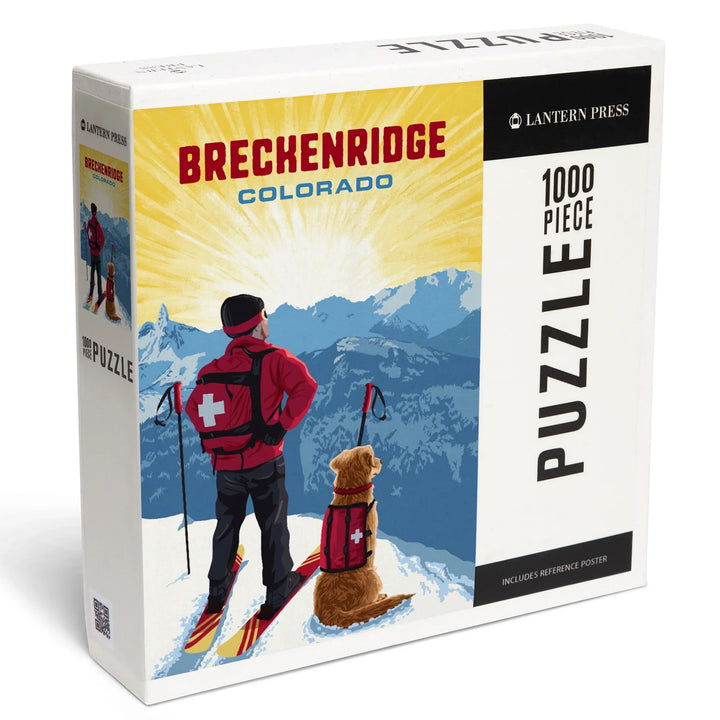 Breckenridge, Colorado, Painterly, Ski Patrol with Avalanche Dog, 1000 Piece Jigsaw Puzzle
