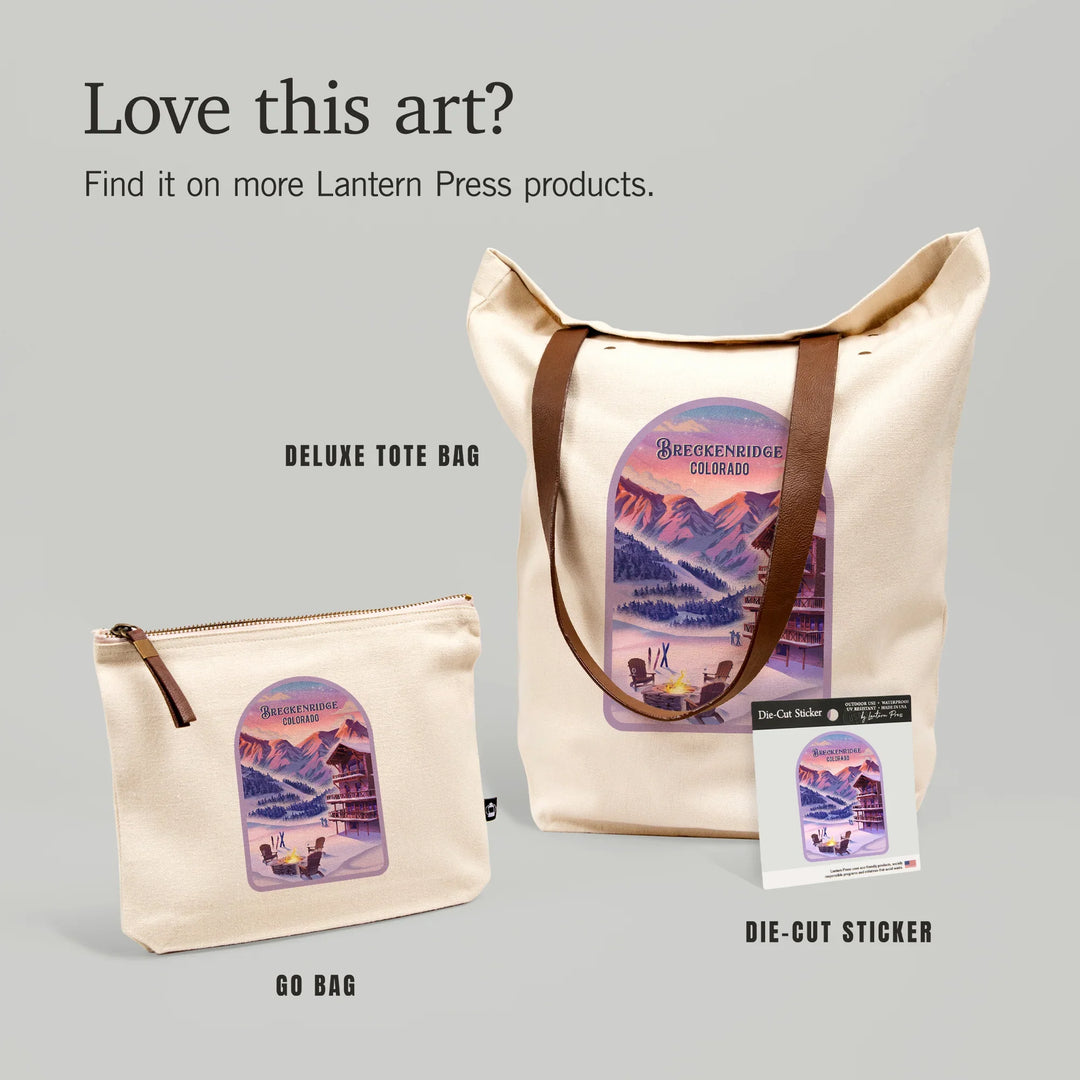 Breckenridge, Colorado, Apres Ski, Lithograph, Organic Cotton Zipper Pouch, Go Bag