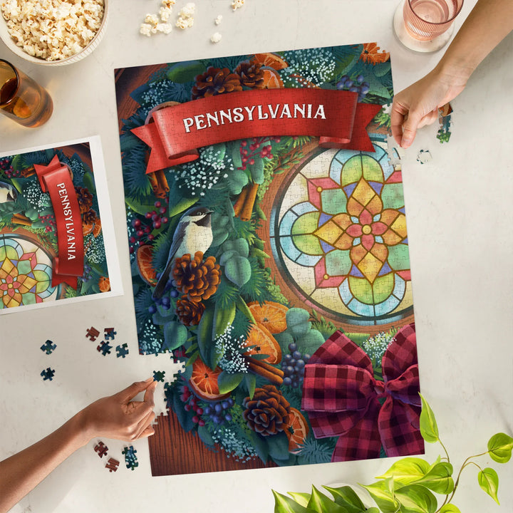 Pennsylvania, Front Door with Christmas Wreath, 1000 Piece Jigsaw Puzzle