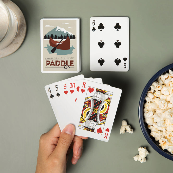 Playing Cards, Discover the Pacific Northwest, Paddle On, Canoe, 52 Card Deck with Jokers in Box, Unique Art