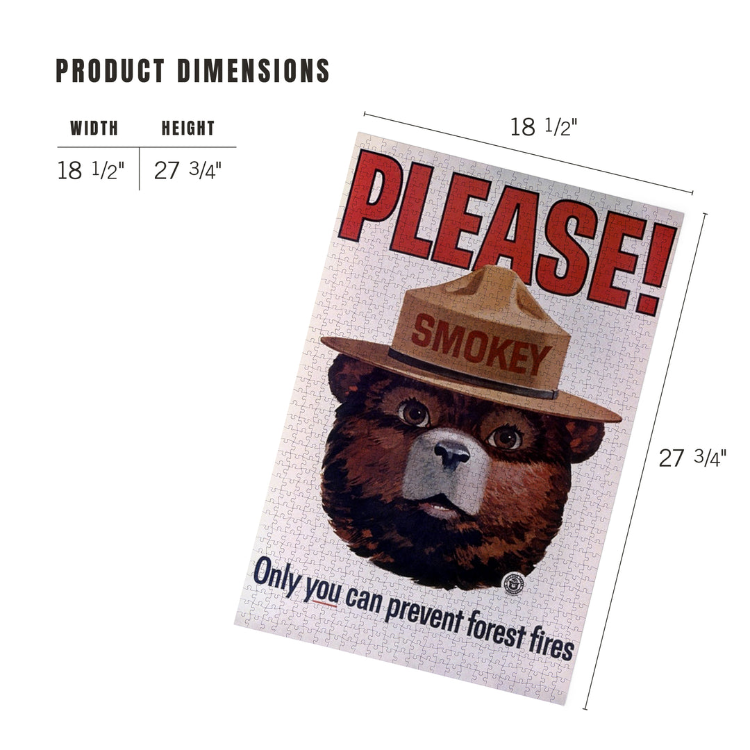 Smokey Bear, Please, Only You Can Help, Smokey Head, Officially Licensed Vintage Poster, Jigsaw Puzzle