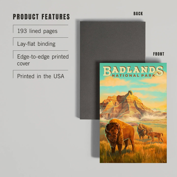 Lined 6x9 Journal, Badlands National Park, South Dakota, Oil Painting, Lay Flat, 193 Pages, FSC paper