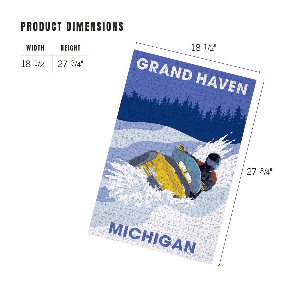 Grand Haven, Michigan, Snowmobile Scene, Jigsaw Puzzle
