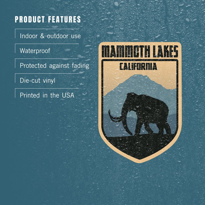 Mammoth Lakes, California, Wooly Mammoth, Contour, Vinyl Sticker