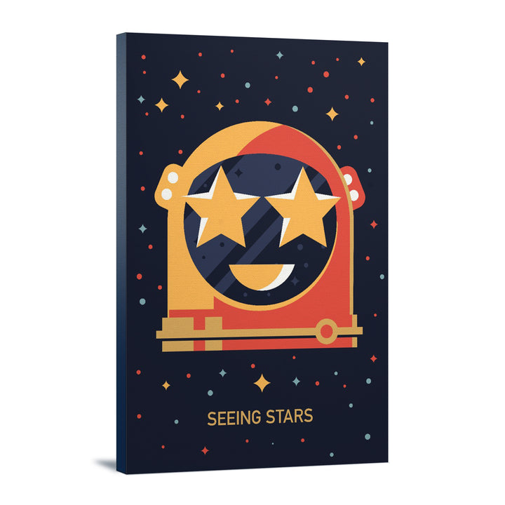 Equations and Emojis Collection, Astronaut Helmet, Seeing Stars, Stretched Canvas