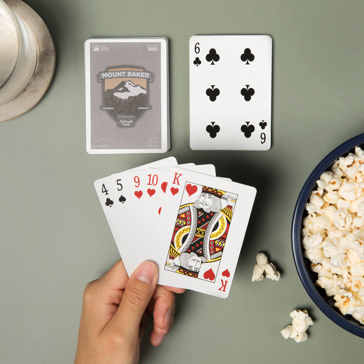Playing Cards, Mount Baker, Washington, Pacific Northwest Volcanoes, 52 Card Deck with Jokers in Box, Unique Art