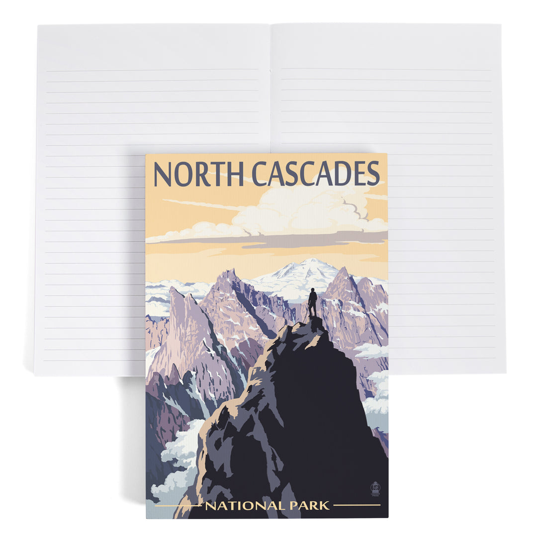 Lined 6x9 Journal, North Cascades National Park, Washington, Mountain Peaks, Lay Flat, 193 Pages, FSC paper