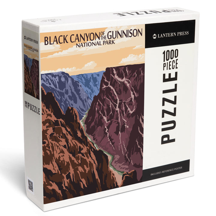 Black Canyon of the Gunnison National Park, Colorado, River and Cliffs, Painterly Series, Jigsaw Puzzle