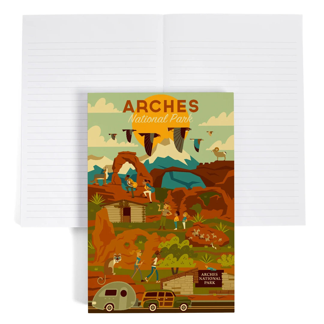 Lined 6x9 Journal, Arches National Park, Utah, Geometric National Park Series, Lay Flat, 193 Pages, FSC paper