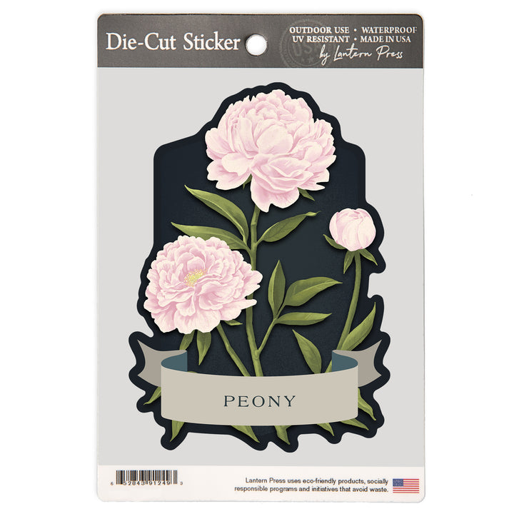 Vintage Flora Noir, Peony, Vinyl Sticker