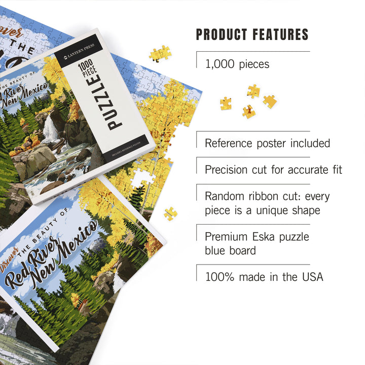 Red River, New Mexico, Painterly, Waterfall, 1000 Piece Jigsaw Puzzle