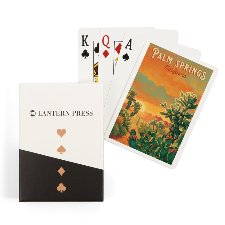 Playing Cards, Palm Springs, California, Oil Painting Series, Cholla Cactus, 52 Card Deck with Jokers in Box, Unique Art