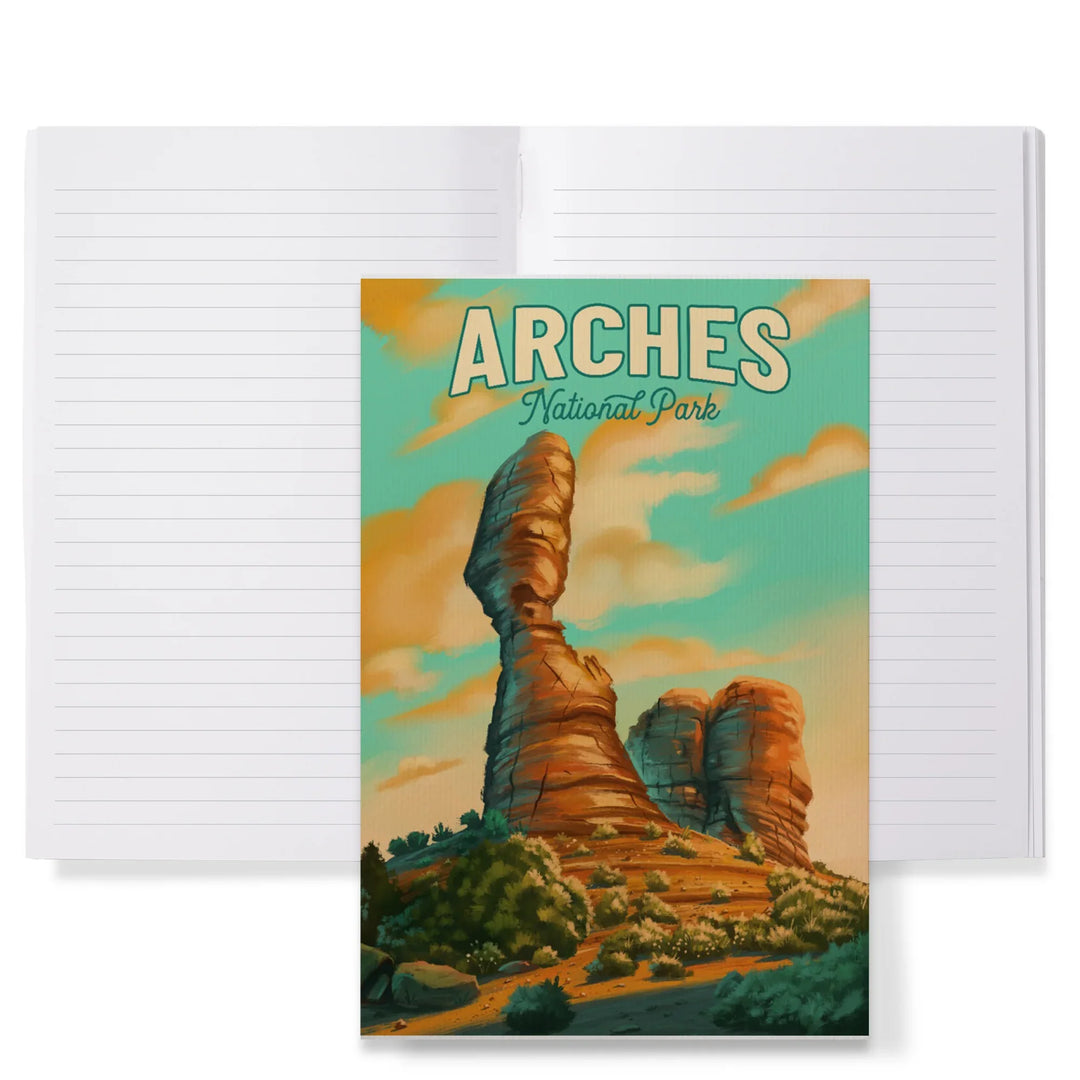 Lined 6x9 Journal, Arches National Park, Utah, Oil Painting, Lay Flat, 193 Pages, FSC paper