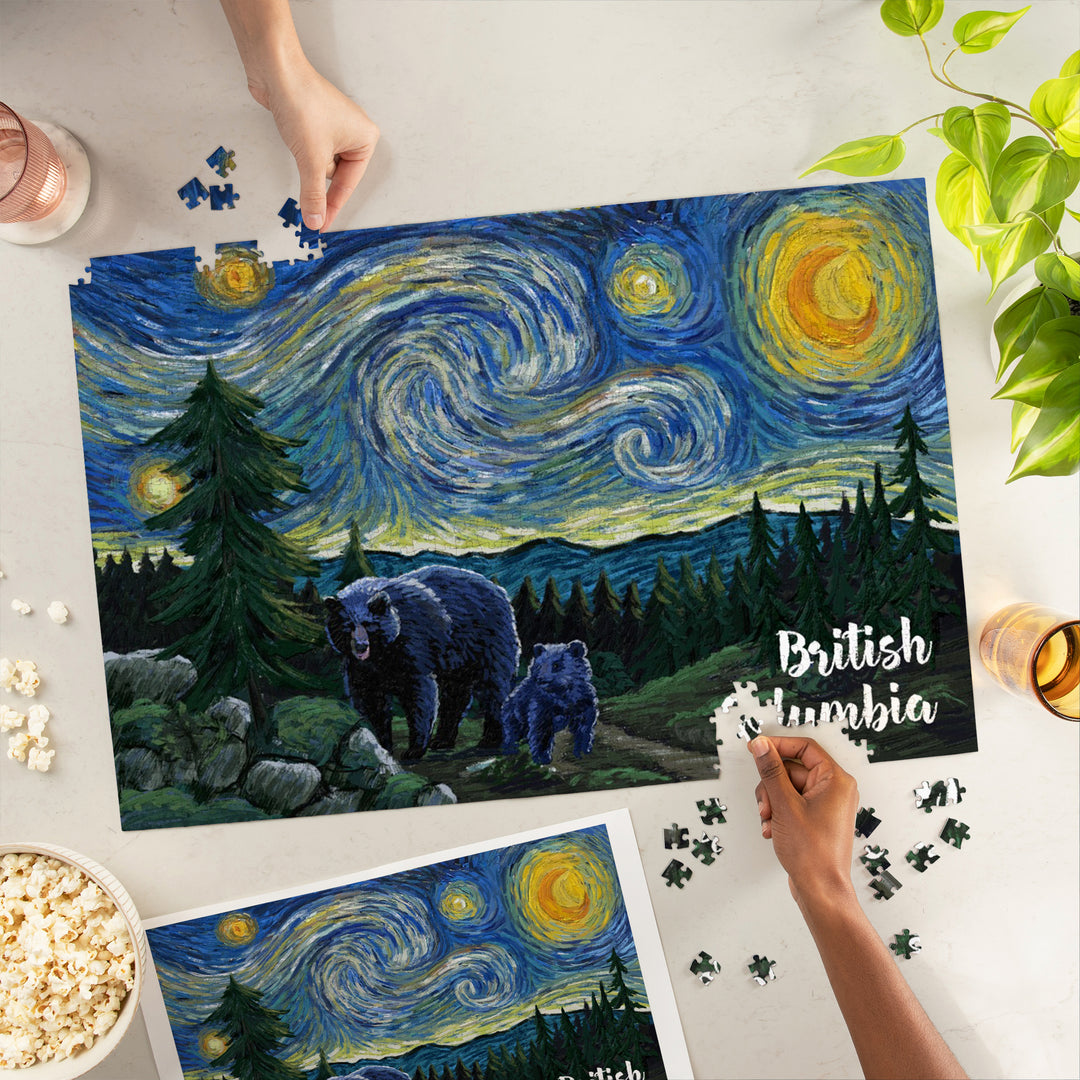 British Columbia, Starry Night, Bear and Cub, Jigsaw Puzzle