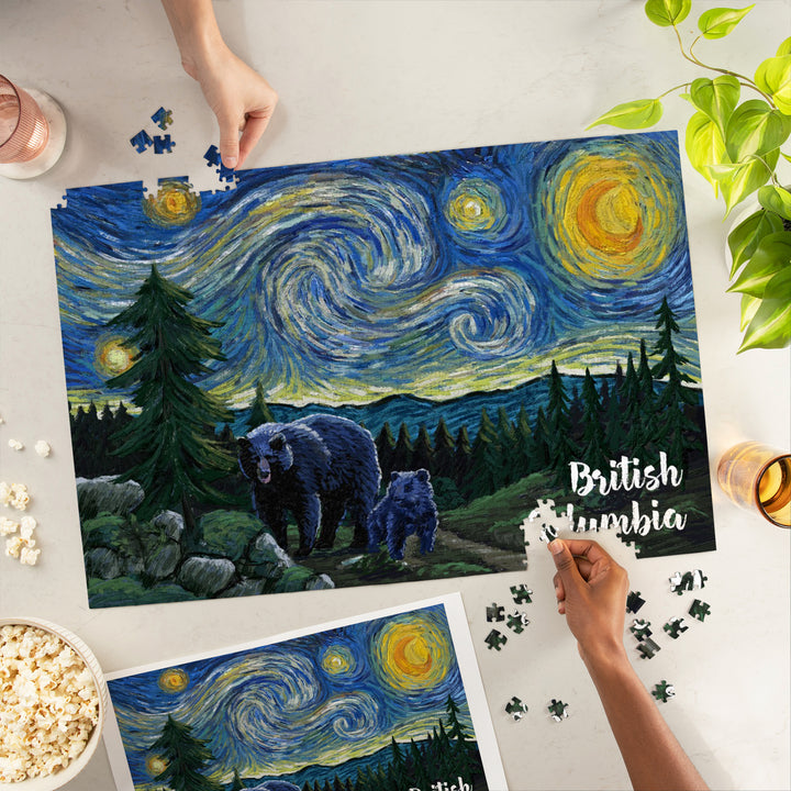 British Columbia, Starry Night, Bear and Cub, Jigsaw Puzzle