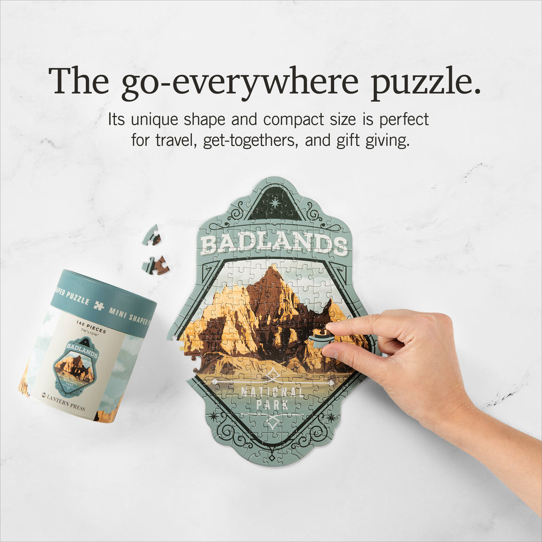 Lantern Press Mini Shaped Adult Jigsaw Puzzle, Protect Our National Parks (Badlands)