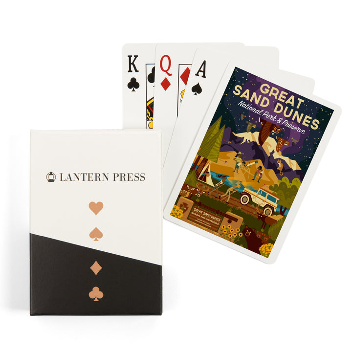 Playing Cards, Great Sand Dunes National Park and Preserve, Colorado, Geometric Night Scene, 52 Card Deck with Jokers in Box, Unique Art