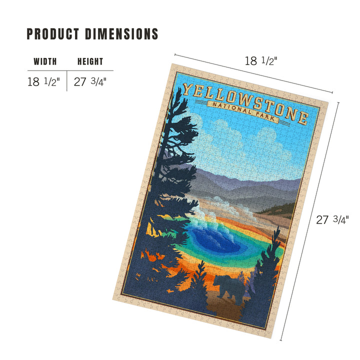 Yellowstone National Park, Wyoming, Grand Prismatic Spring, Lithograph, Jigsaw Puzzle