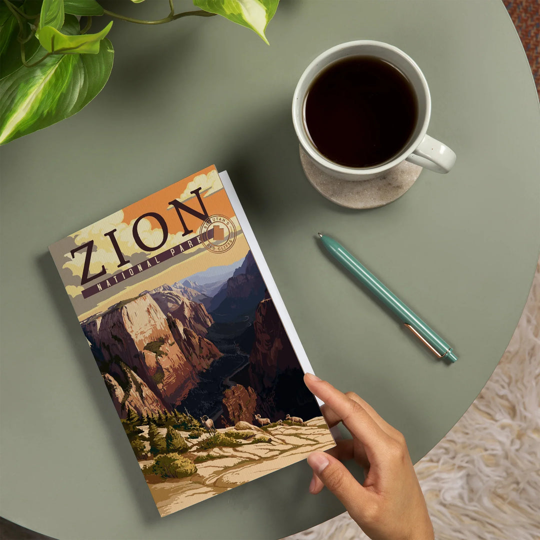 Lined 6x9 Journal, Zion National Park, Zion Canyon Sunset, Typography, Lay Flat, 193 Pages, FSC paper