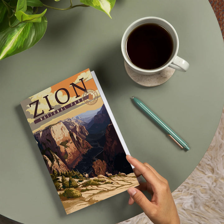 Lined 6x9 Journal, Zion National Park, Zion Canyon Sunset, Typography, Lay Flat, 193 Pages, FSC paper