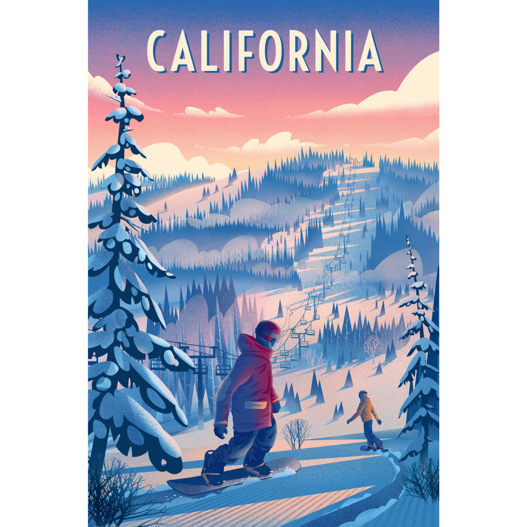 California, Shred the Gnar, Snowboarding, Stretched Canvas