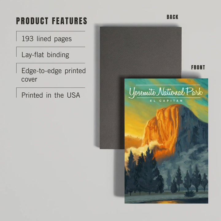 Lined 6x9 Journal, Yosemite National Park, California, El Capitan, Oil Painting, Lay Flat, 193 Pages, FSC paper