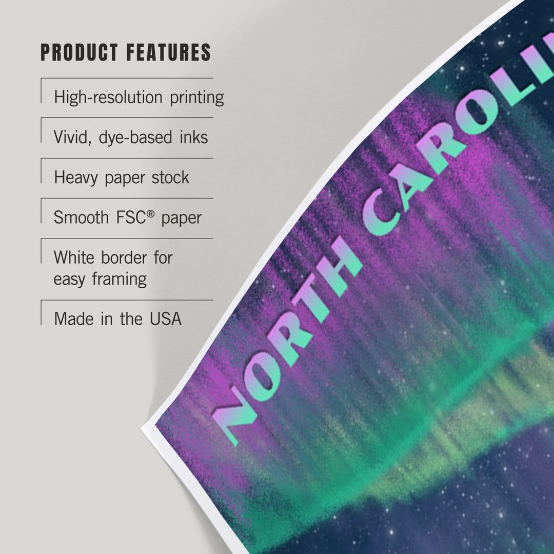 North Carolina, Northern Lights and Cabin, Art & Giclee Prints