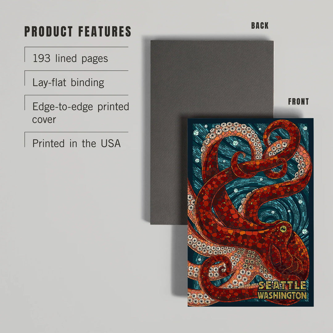 Lined 6x9 Journal, Seattle, Washington, Octopus Mosaic, Lay Flat, 193 Pages, FSC paper