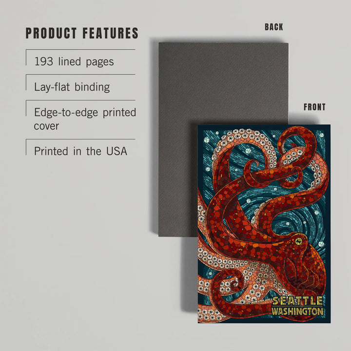 Lined 6x9 Journal, Seattle, Washington, Octopus Mosaic, Lay Flat, 193 Pages, FSC paper