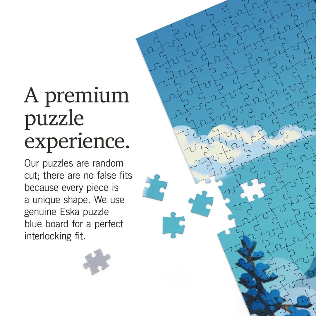 Vail, Colorado, Lithograph, Downhill Skier, Jigsaw Puzzle