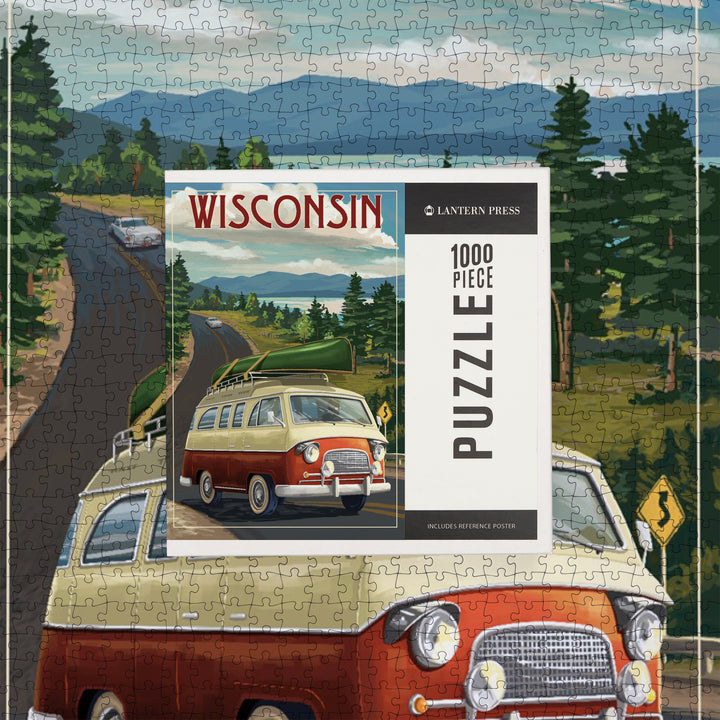 Wisconsin, Camper Van and Lake, Jigsaw Puzzle