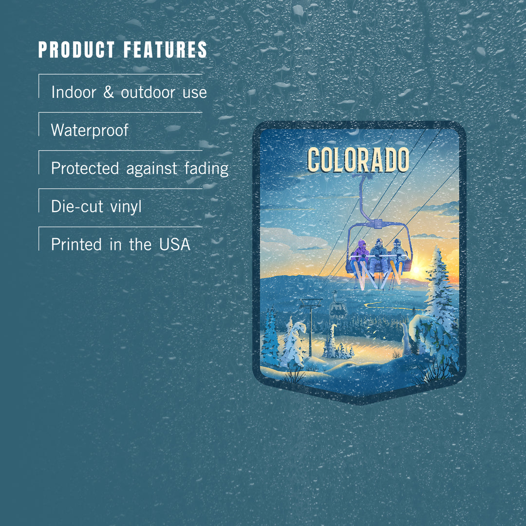 Colorado, Lithograph, Chairlift, Vinyl Sticker